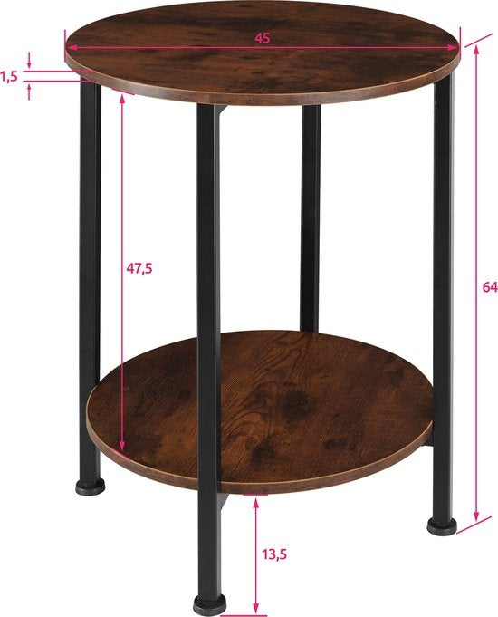 tectake® - Table d'appoint - Petite table basse - industriel foncé