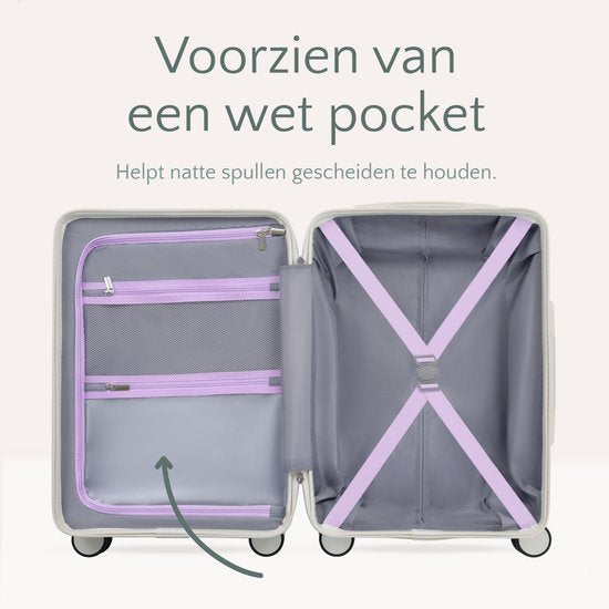 Skycases City Walker - Valise de voyage moyenne 77L - Légère et résistante - Roues pivotantes à 360° - Verrouillage TSA d'origine - Housse de protection et pochette humide incluses - 66 x 45 x 26 cm - Violet