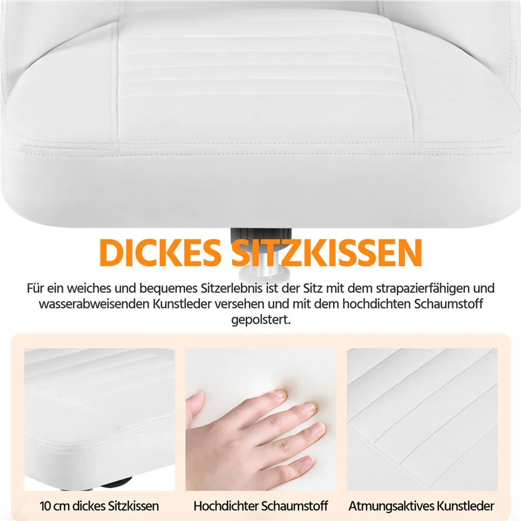 Chaise de bureau Yaheetech blanche, ergonomique et rembourrée