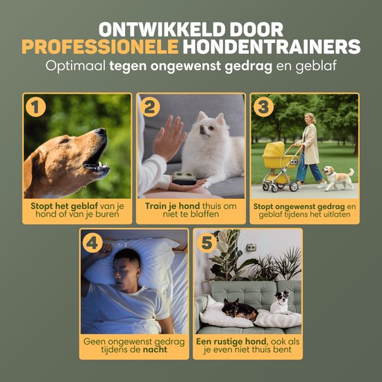 Vulpes Goods® Pets Anti Barking Device MINI PRO - Ultrasons - Rechargeable et fonctionnement automatique - Pour tous les chiens - Étanche - 2 haut-parleurs puissants - Pas de choc - Intérieur et extérieur