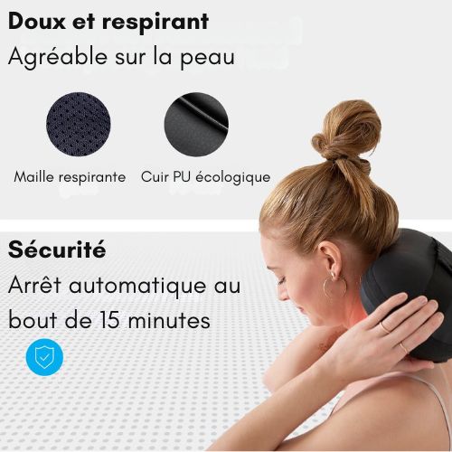 Auronic - Coussin de massage shiatsu Auronic - Chauffant - Électrique - Dos et nuque - 36 x 10 x 12,5 cm - Noir