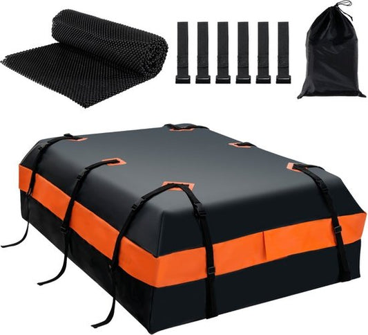 Coffre de toit Coast - étanche - 560 L - pour tous les véhicules - 4,5 kg - 132 x 100 x 43 cm - noir et orange