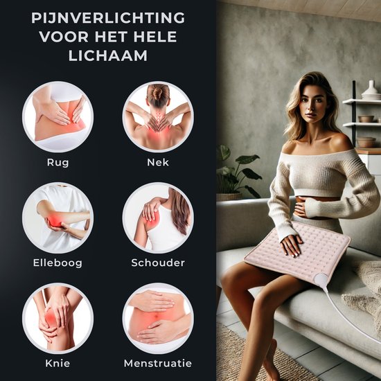 STAUS&BACH HeatMat - Coussin chauffant électrique (100W) avec 6 niveaux de chaleur et minuterie (30, 60 et 90 minutes) - Lavable - Coussin chauffant en polaire de 30 x 40 cm - Coussin chauffant pour la nuque, les épaules, le dos, l'abdomen (périodes) et l