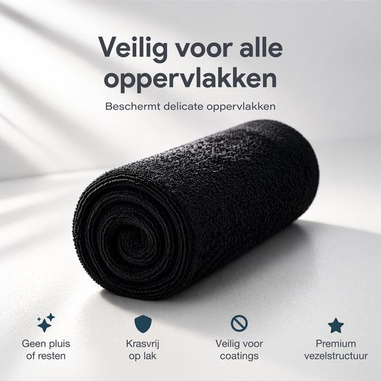 Chiffon ultra-absorbant en microfibre Luft - 60 x 80 - Salle de bain et voiture - Chiffons en microfibre - Résistant - Noir - 1 300 g/m²
