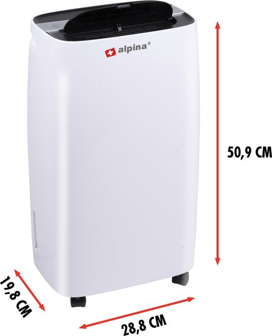Déshumidificateur et purificateur d'air alpina - Silencieux : 46 dB - Déshumidifie jusqu'à 10L par jour