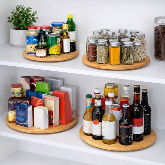 Ceruzo Lazy Susan - Plateau tournant - Ø 35cm - Plateau tournant - Planche de service-Bambou