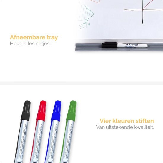 Tableau blanc avec Marqueurs - Goliving - 60 x 90 cm - Tableau magnétique - Planning hebdomadaire - Tableau noir