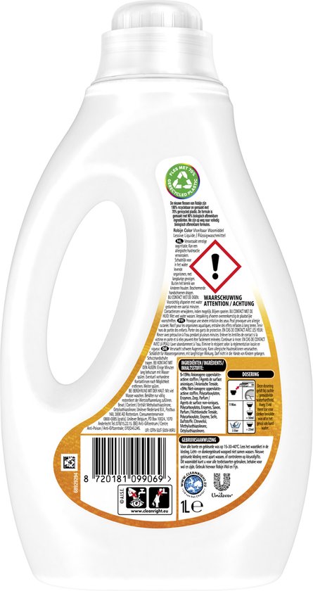 Robijn Détergent liquide - Couleur - avec 90% d'ingrédients biodégradables - 20 lavages