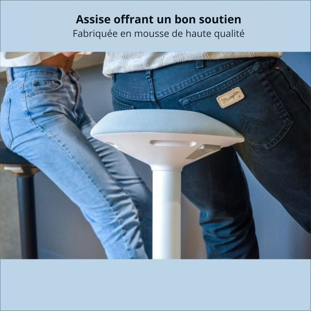 Tabouret oscillant Backerz® - Hauteur 55-80 cm - Tabouret d'équilibre - Tabouret assis-debout - Chaise de bureau ergonomique - Blanc