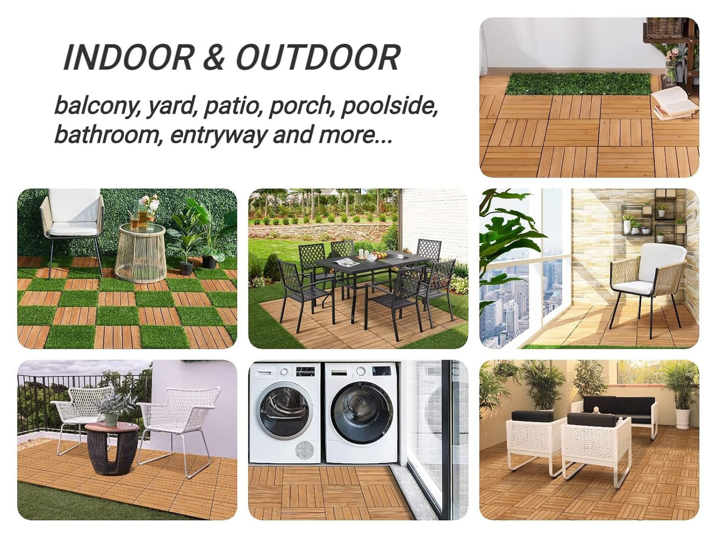 Lot de 27 dalles de terrasse Yaheetech - 30,8 x 30,8 cm - Bois naturel