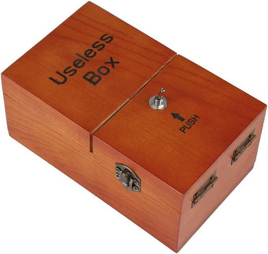 Boîte inutile - Machine - Bois - Boîte à ne pas toucher - Cadeaux rigolos