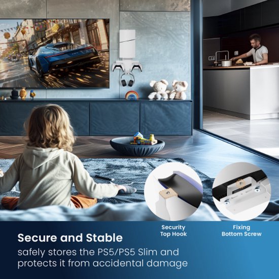 Support mural adapté à la Playstation 5 - VDD Gaming - Console/manettes/casques