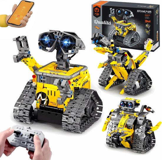 Qualitá® 3 in 1 Robot Construction Kit - Jaune - Jouets Robot pour Enfants - Interactif - STEM & Educational Toys - De 7 à 9 ans - Garçons - Programmable & Contrôlable