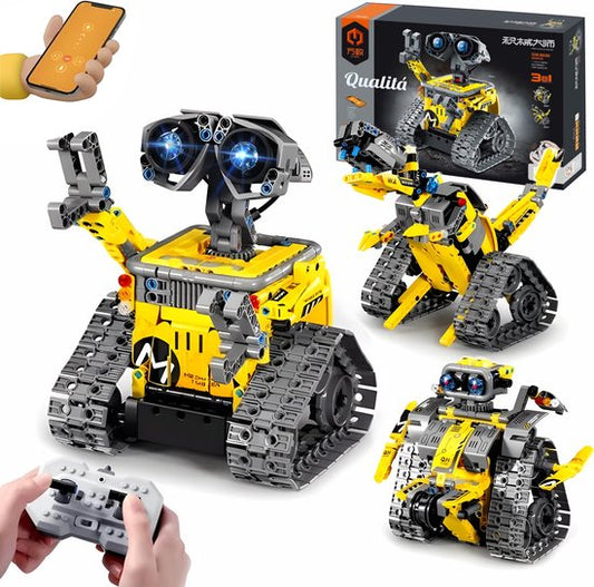 Qualitá® 3 in 1 Robot Construction Kit - Jaune - Jouets Robot pour Enfants - Interactif - STEM & Educational Toys - De 7 à 9 ans - Garçons - Programmable & Contrôlable