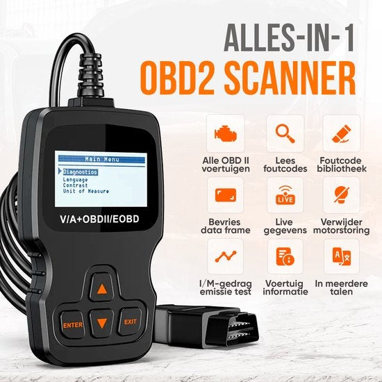 Strex OBD Scanner - OBD2 - Lecture de la voiture - Suppression des défauts - Langue NL - Scanner de voiture - Equipement de diagnostic pour voitures - Défauts du moteur