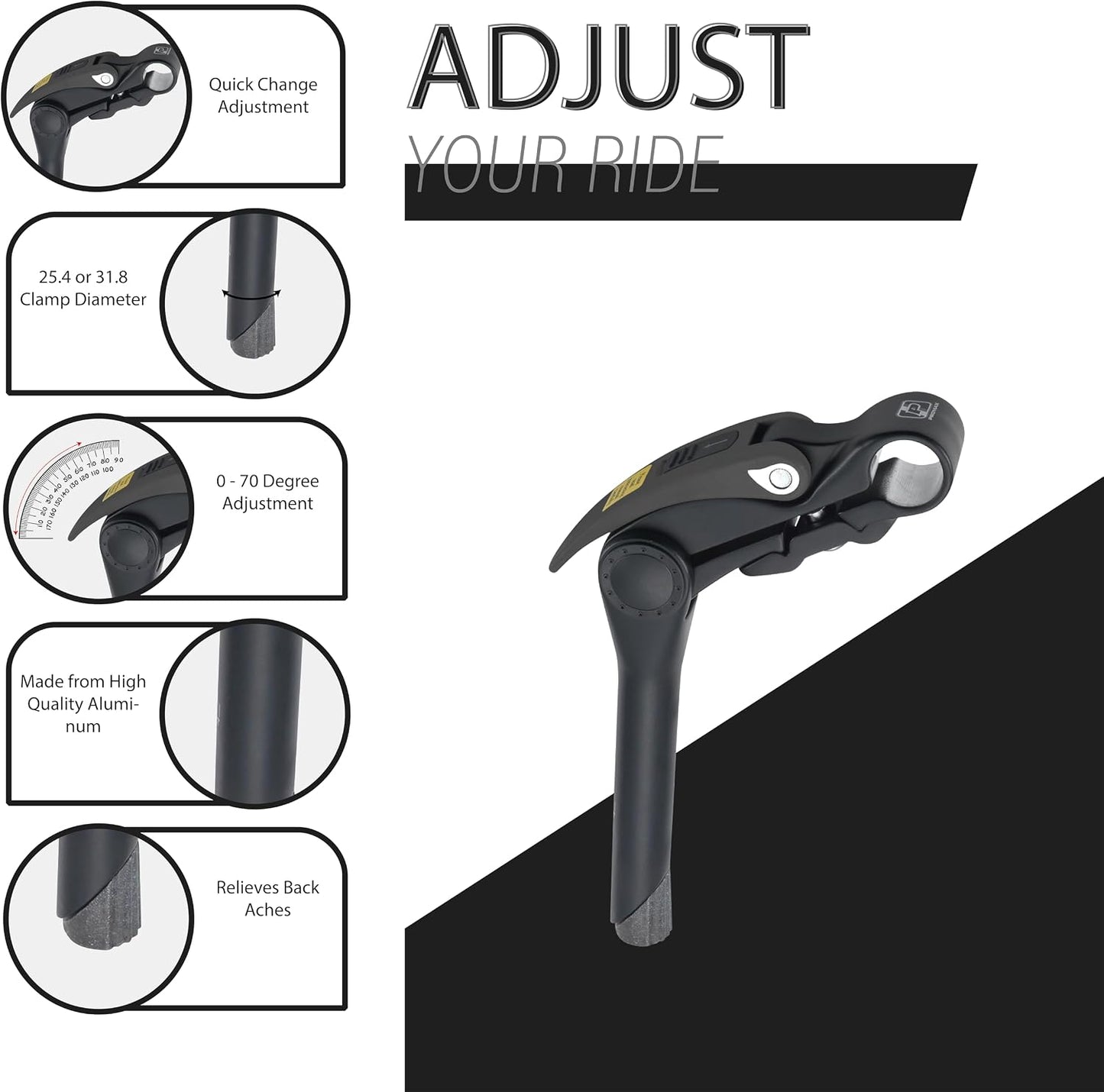 Potence M-Wave en aluminium 180 mm - Noir
