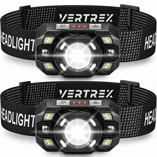 Lampe frontale LED rechargeable Vertrex - Faisceau lumineux réglable - USB-C - IPX5 - Noir