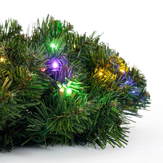 Black Box Trees Limber : couronne de Noël - Décoration de Noël avec éclairage LED pour l'intérieur et l'extérieur - Couronne de porte pour une entrée pleine de charme - H 15 x Ø 60 cm, en plastique - Vert