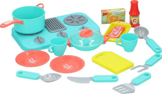 Eddy Toys Toy Kitchen Accessories - Toy Kitchen Set - Ustensiles de cuisine - 18-Piece