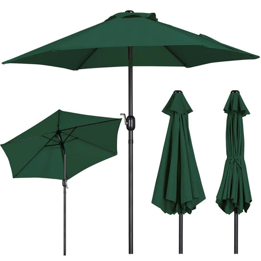 Yaheetech Parasol - Ø230 cm - Inclinable - Avec manivelle - Parasol de jardin - Vert foncé