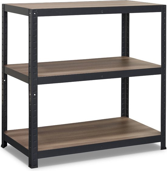 Avasco Shelving Cabinet Table - étagère basse - aspect bois - châssis métal noir - 88x90x45 - 3 étagères