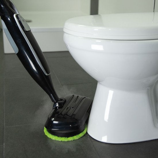 Nettoyeur vapeur Livington Steam Twister avec double tête de nettoyage rotative, nettoie, frotte et fait briller, générateur de vapeur à 3 niveaux, vapeur à 120 degrés, nettoyeur vapeur à main, réservoir d'eau de 350 ml, noir