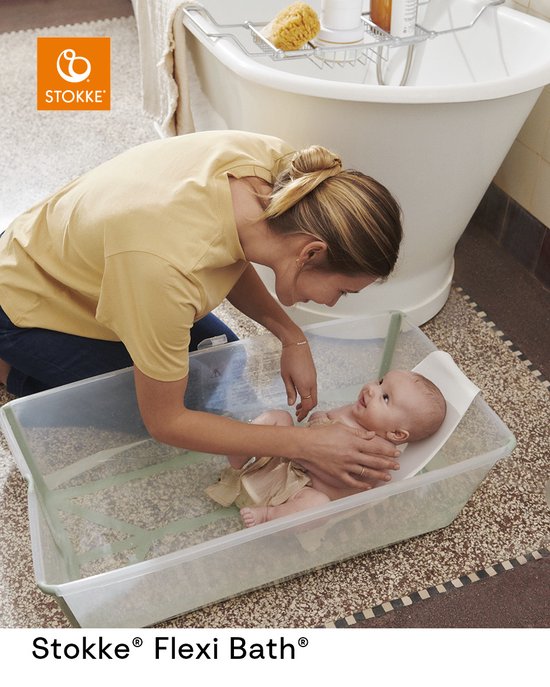 Ensemble Stokke® Flexi Bath® X-Large - Flexi Bath® XL + support pour nouveau-né - Vert transparent