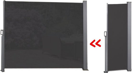 909 Outdoor - Paravent extensible - Noir - 170 x 300 cm - Fonction d'enroulement - Polyester - Résistant aux intempéries - Résistant aux UV