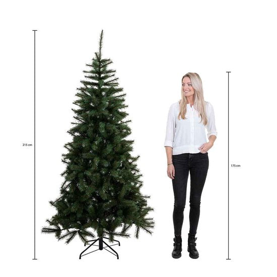 Black Box Trees Brampton Artificial Christmas Tree Slim with LED Lights - H215 x Ø125 cm - Vert