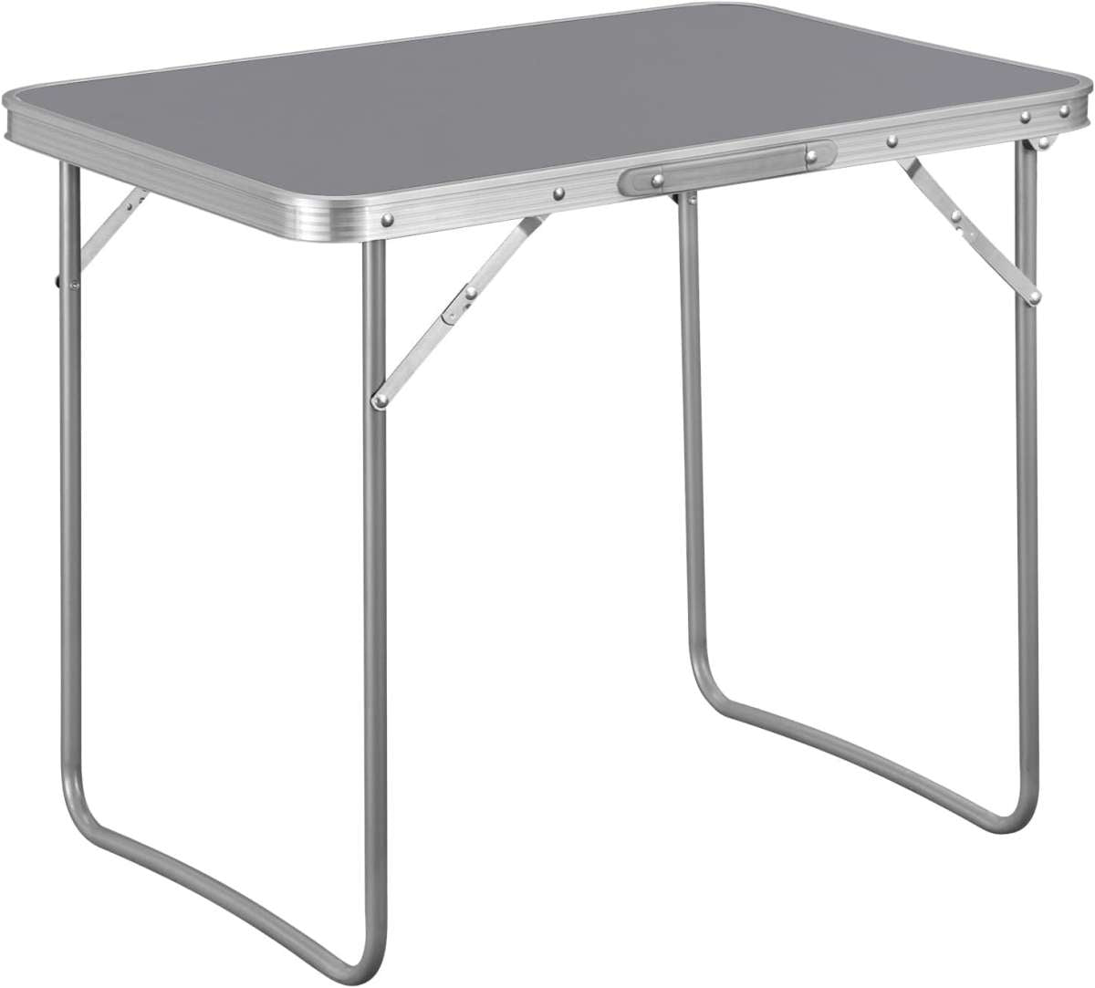 Table de camping WOLTU 70 x 60 x 50 cm - Pliable - Poignée - Aluminium/MDF - Gris