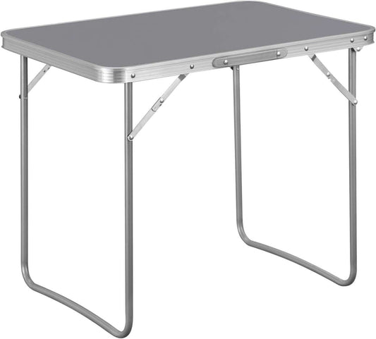 Table de camping WOLTU 70 x 60 x 50 cm - Pliable - Poignée - Aluminium/MDF - Gris