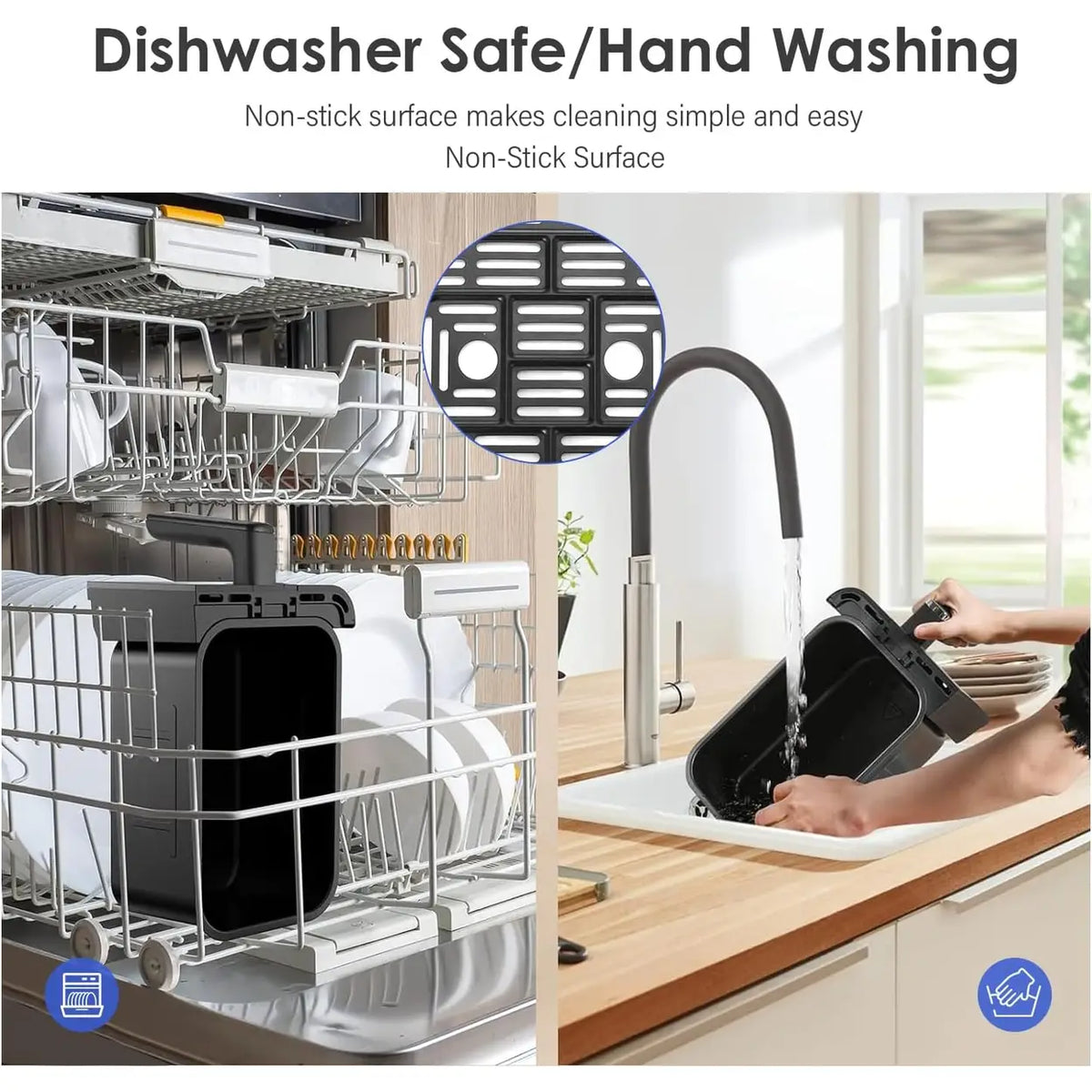 Friteuse à air chaud Oyajia à deux zones avec réglage indépendant de la température - Écran tactile numérique - 4,5 L - Noir