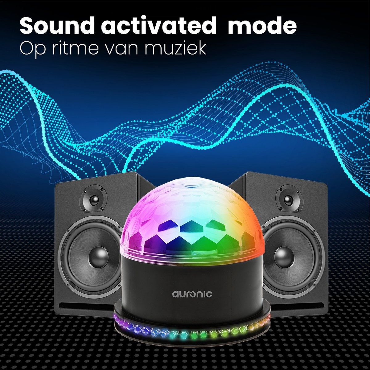 Auronic Lampe à disque rotative - Boule à disque - LED - Télécommande et contrôle musical - Enfants/Adultes
