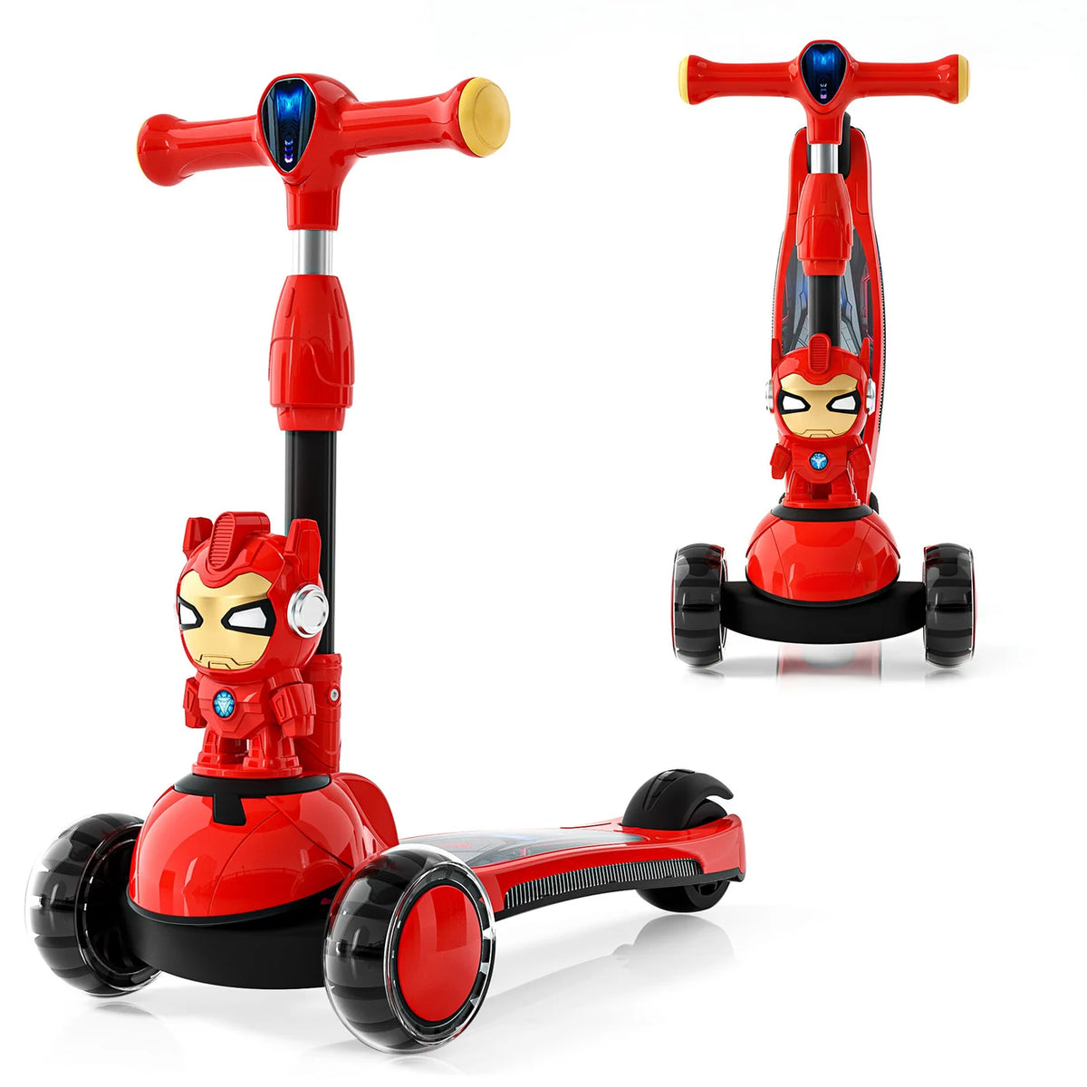 Trottinette pour enfants Neuleb Vedes à 3 roues - Roues lumineuses - Guidon réglable - Pour les enfants de 3 à 10 ans