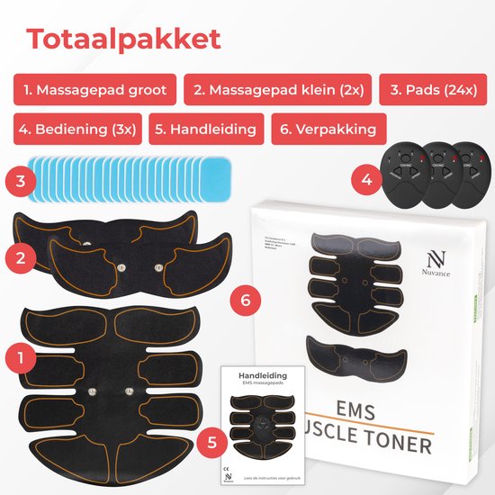 Nuvance - Appareil de musculation abdominale électrique - Appareil de musculation EMS - Appareil de musculation abdominale - Appareil de musculation abdominale - Appareil de musculation Sixpack - Stimulateur musculaire EMS