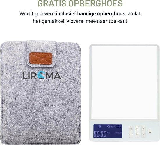 LIROMA® Lampe à lumière du jour - Lumière bleue et blanche - 10 000 LUX - Minuterie - Luminothérapie - Lampe de bureau