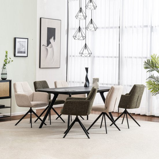 Furnihaus Chaise de salle à manger pivotante Milou avec accoudoir Beige