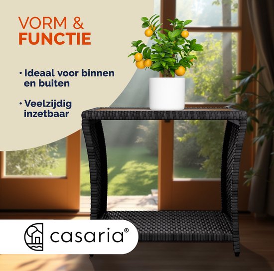 Table d'appoint Casaria - Polyrattan Square 45x45x40cm - Gris