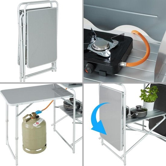 Tectake - cuisine de camping dim. 172 x 52 x 104cm noir - 403344