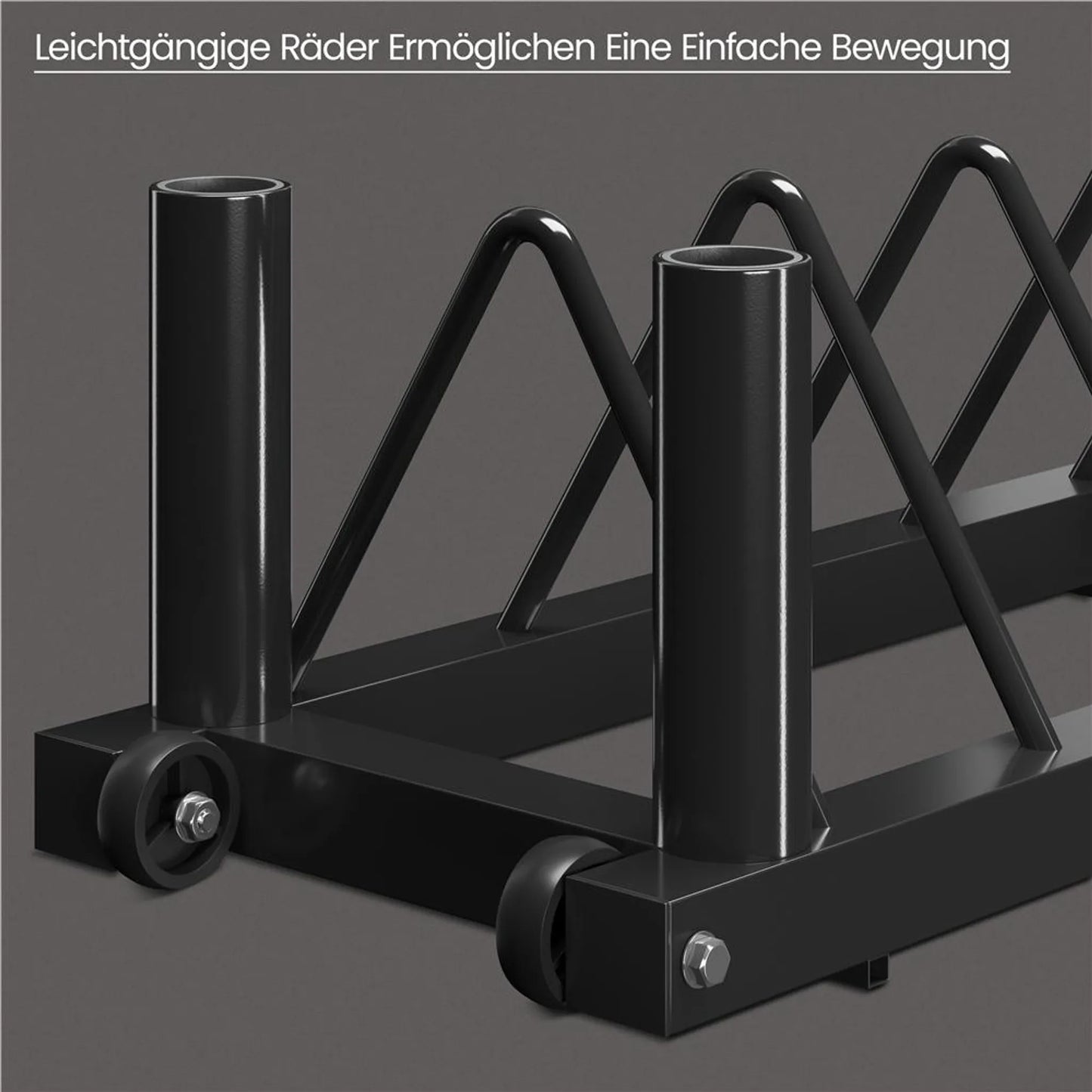 Yaheetech Halter Rack For Dumbbells And Bars - Equipé de 4 plateaux de rangement et de 2 supports de licol et de roues de transport - Pour haltères olympiques et poids - Métal noir - 94 x 33 x 30 cm