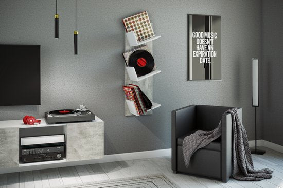 Étagère murale design pour vinyles LP « Sulda », blanche