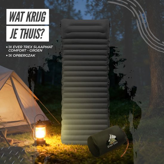 Ever Trex Sleeping Mat Comfort - 193x70x10cm - Pompe intégrée - 1 personne - Matelas de camping - autogonflant - Noir