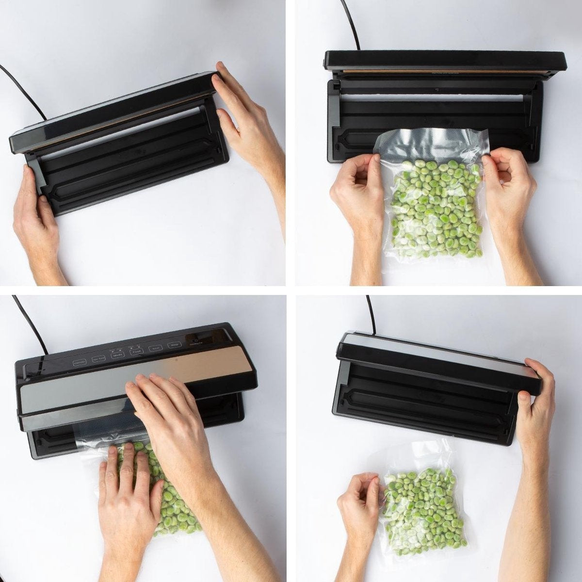 Machine sous vide - KitchenBrothers - Scelleuse sous vide automatique - 4 modes - Avec rouleau de film - sacs sous vide et tuyau d’aspiration - Noir