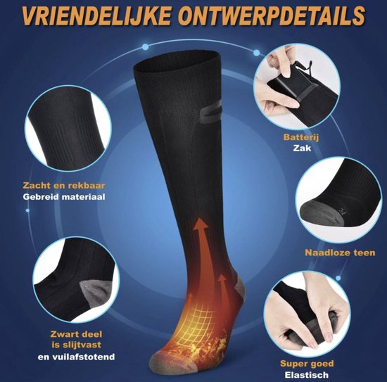Chaussettes chauffantes - Chaussettes électriques - chaussettes - Chaussettes électriques chauffantes - Pointures 36 à 41