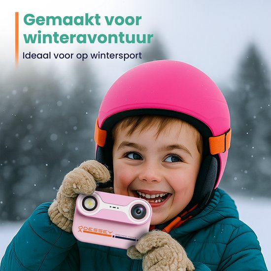 Appareil photo étanche pour enfants ODESSEY - avec trépied - Full HD - Appareil photo pour selfies - Carte SD de 32 Go - Photo - Vidéo - Jeux - Appareil photo numérique pour enfants - Appareil photo pour enfants - Rose