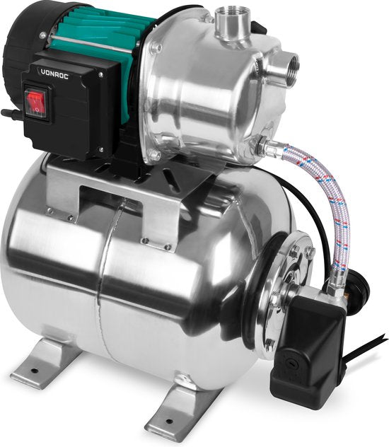 VONROC Pompe hydrophore / Kit hydrophore avec pressostat - 1000W - 3500l/h - cuve inox 19L - corps de pompe inox