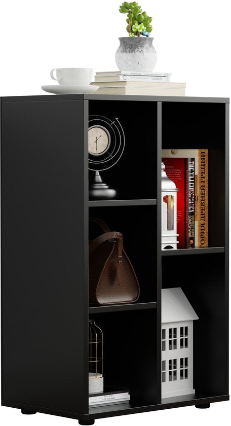 VDD - Armoire à compartiments - Armoire à compartiments séparateur de pièces - Armoire à compartiments noire - Armoire murale - Bibliothèque - Bibliothèque noire - Bibliothèque noire - 5 compartiments