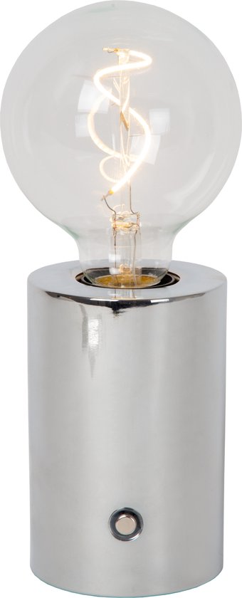 Lucide VIVO - Lampe de table rechargeable - Batterie - Ø 8 cm - LED à intensité variable - E27 - 1x1 W 2700 K - Chrome