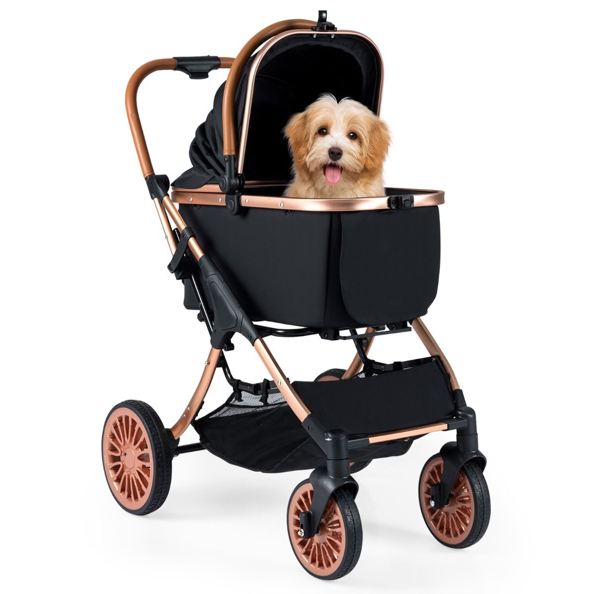 Poussette pour animaux de compagnie Coast 3-en-1 - Pliable - Panier amovible - Noir 89 x 61 x 101 cm