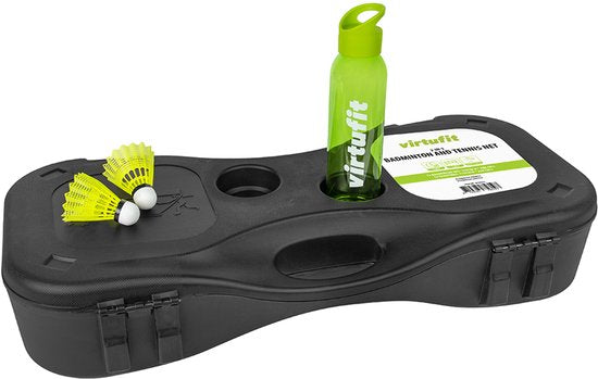 Kit de badminton et de tennis portable 2-en-1 VirtuFit - Jaune - Valise et raquettes incluses - Filet réglable - Convient également pour le volley-ball et le football - Kit complet - Raquettes de badminton - Kit de badminton - Volants de badminton